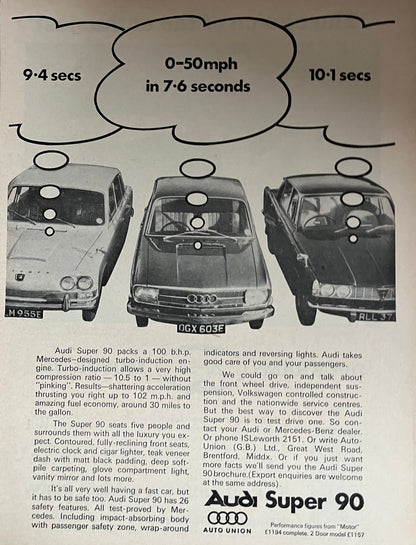 Set of three Audi / Auto Union original advertisements - Unframed