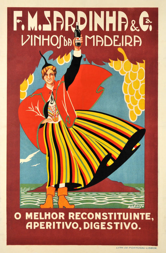 Vintage Advertising Poster - F.M Sardinha wines Portugal, 1930
