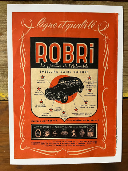 Vintage original Robri car accessories Advertisement  1950's