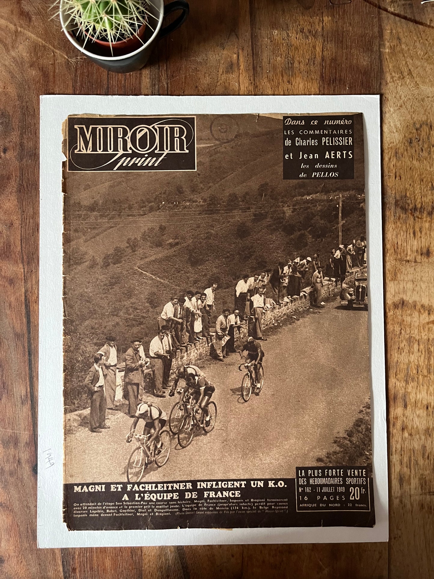 Vintage Tour de France cycling print 1949 San Sebastián - Pau