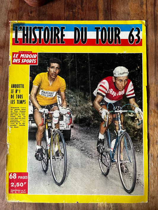 Vintage Tour de France cycling print c1966 Jacques Anquetil Frederico Bahamontes