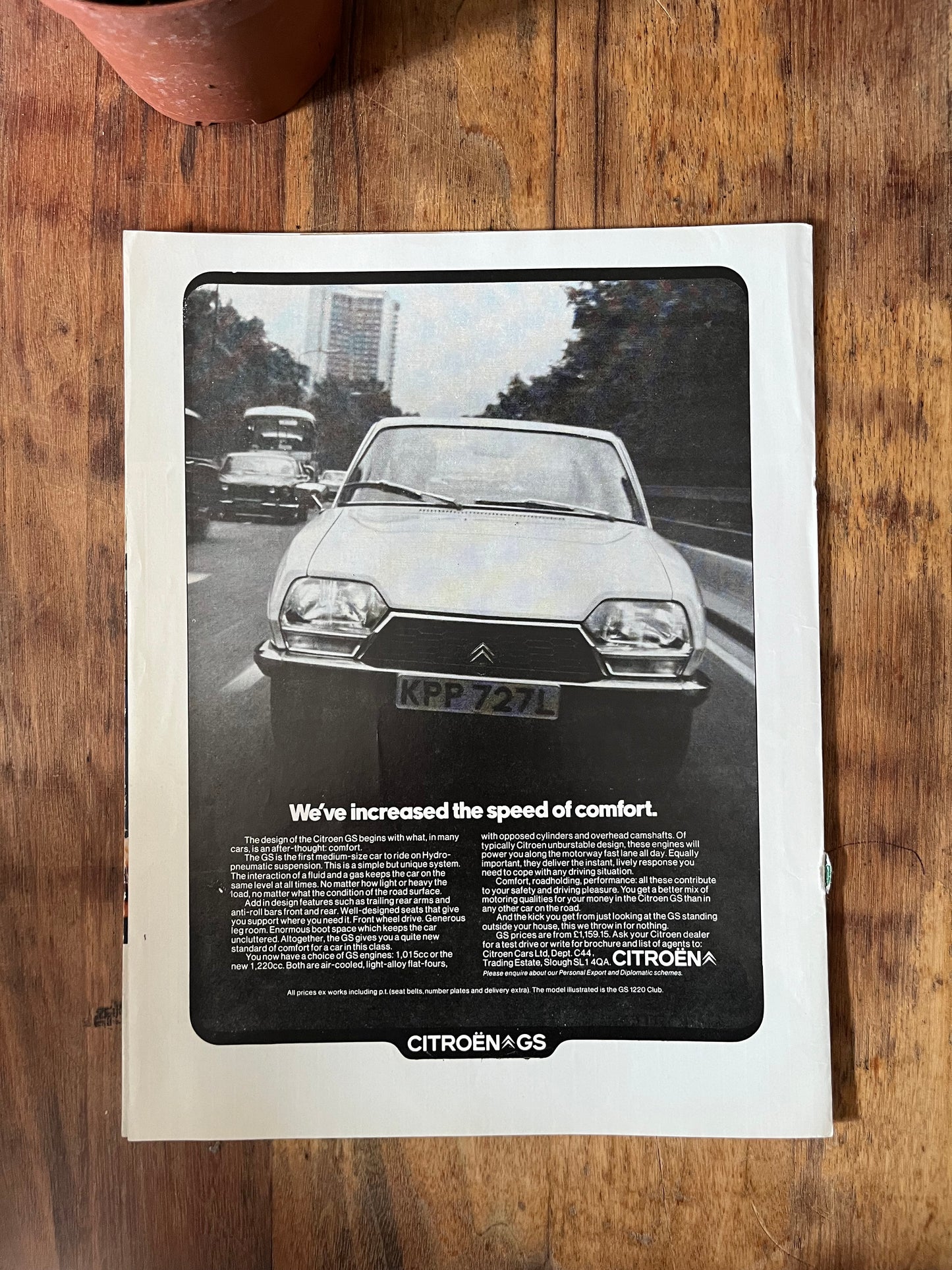 Vintage Citroen GS advertisement c1971