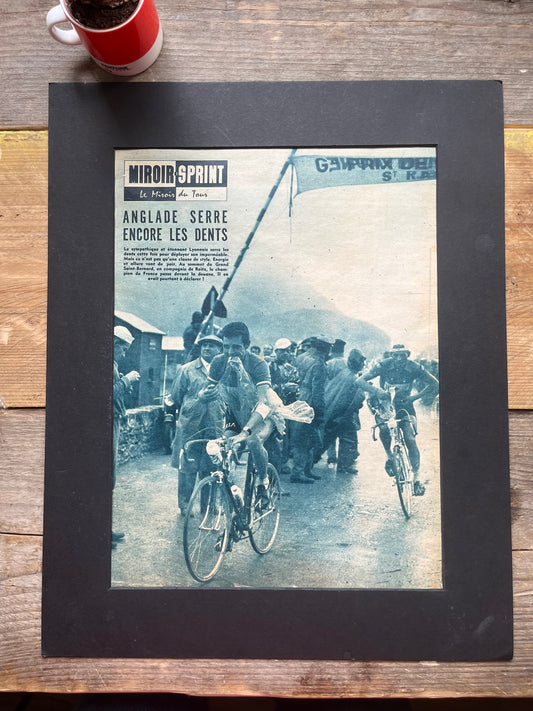 Tour de France vintage print - Alps Grand st Bernard 1959 Henry Anglade
