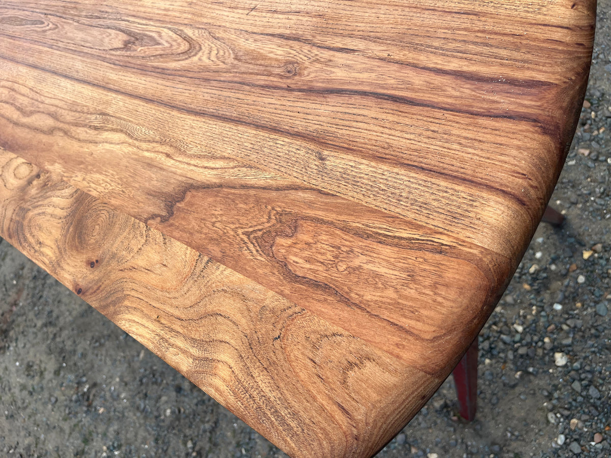 1950s James Leonard ESA side Table with reclaimed elm top