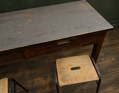 Iroko science lab table / desk from Smithdon school brutalist design c1954