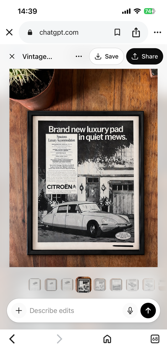 Vintage Citroen DS advertisement