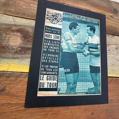 Fausto Coppi / Louison Bobet  original vintage cycling print 1955