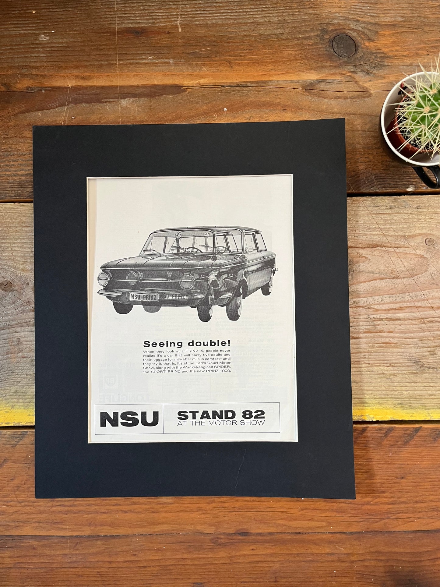 Vintage NSU car advertising print 1961