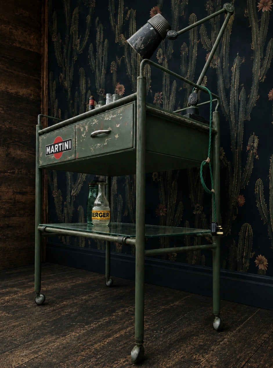 Vintage Martini logo drinks trolley ex medical