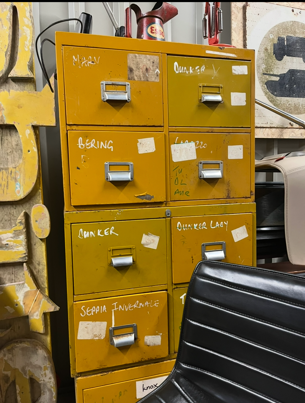 Vintage Yellow Metal filing cabinet