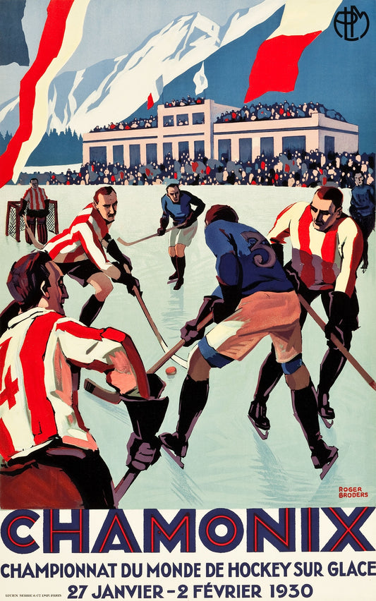 Chamonix Ice Hockey / winter sports Poster c1930