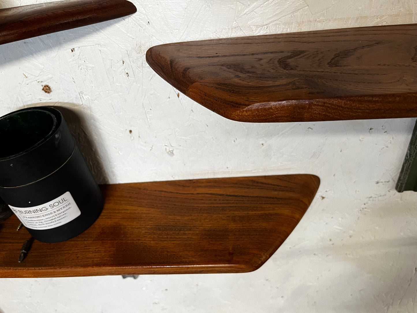 Custom made reclaimed elm shelving
