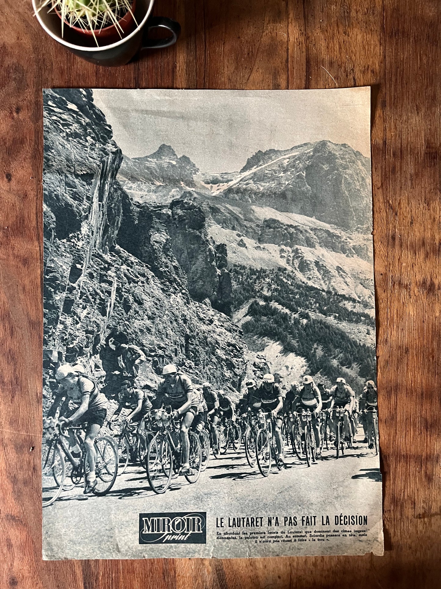 Vintage Tour de France cycling print - Mt Lautaret