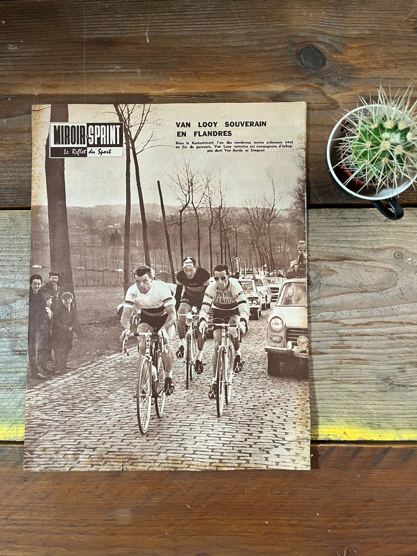 Vintage Cycling Print - Tour de Flanders, Tom Simpson, Rik Van Looy Original c1961