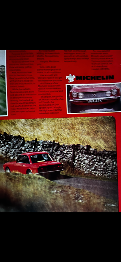 Vintage Michelin Lancia Fulvia Advertisement c1970