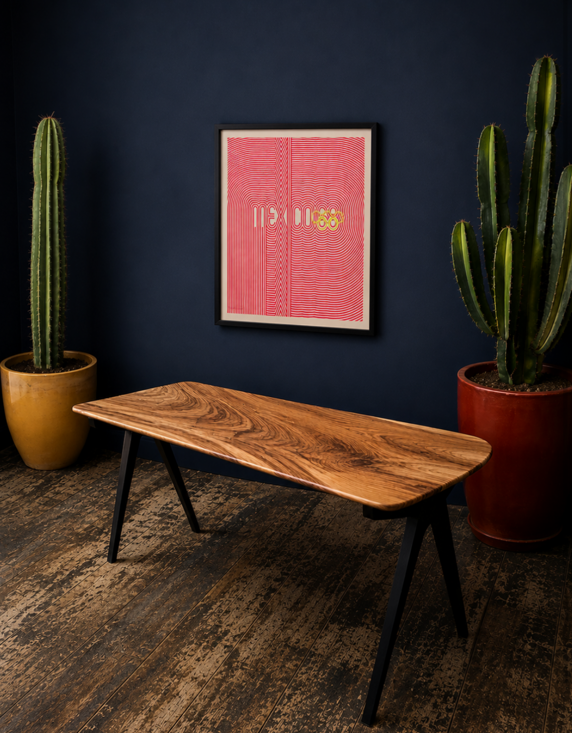 1950s James Leonard ESA side Table with reclaimed elm top