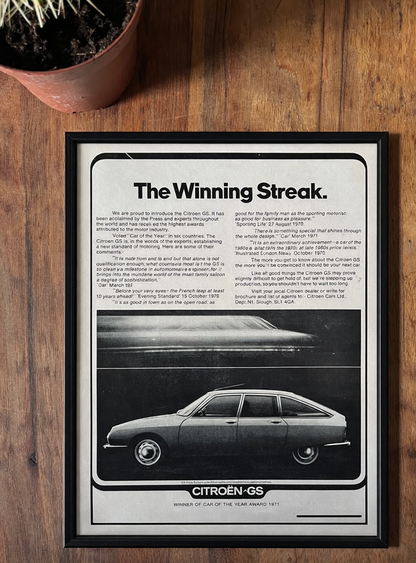 Vintage Citroen GS advertisement 1971