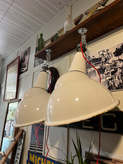 Vintage Parabolic  Factory Lamp Shades - Benjamin 1930s/40s large 43cm diameter (PAIR)