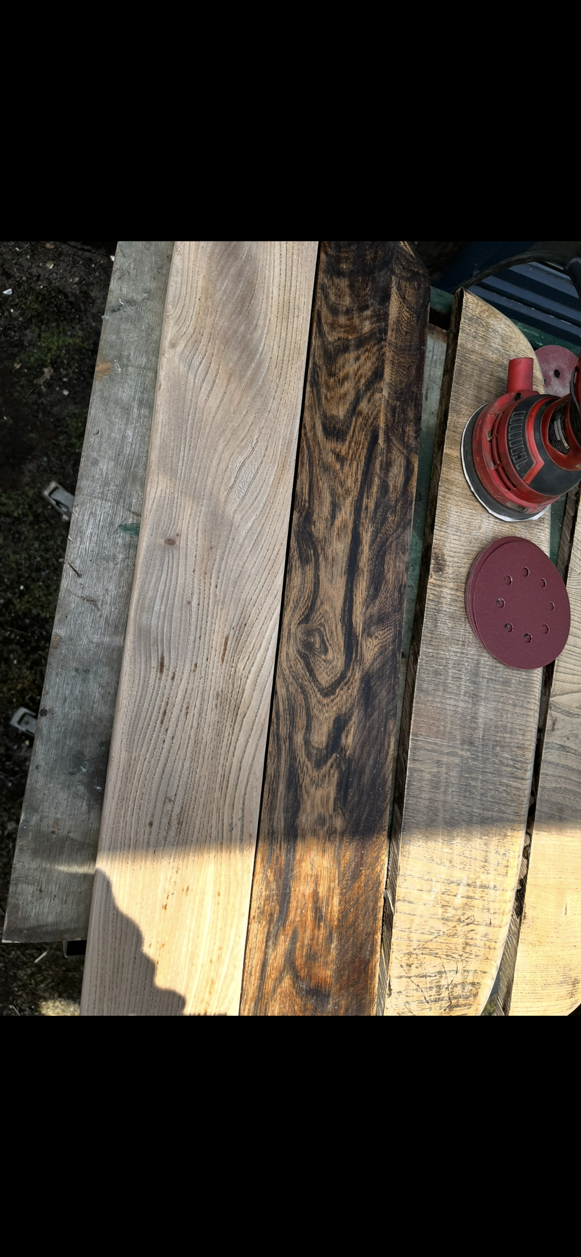 Custom made reclaimed elm shelving