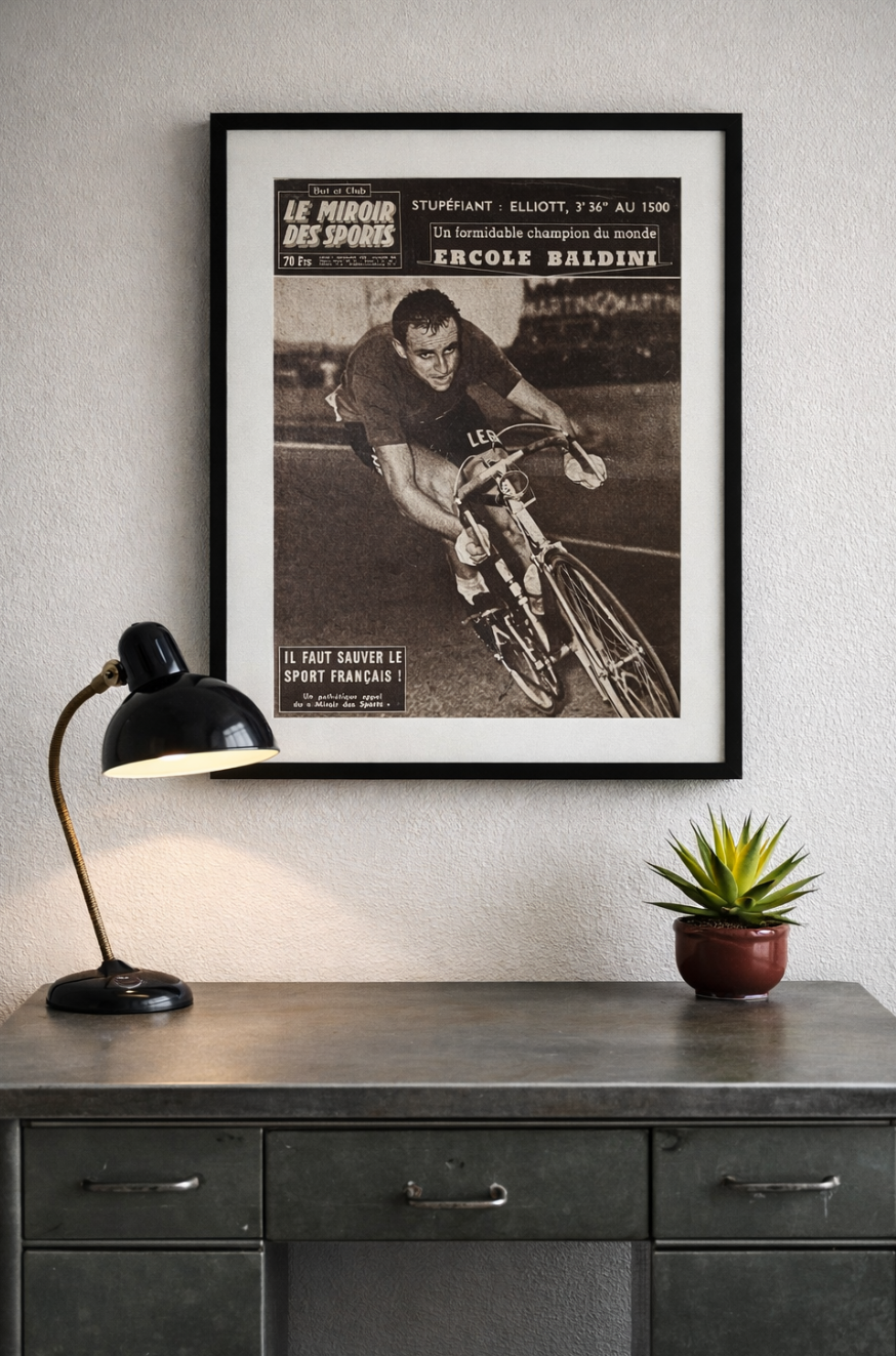 Vintage Cycling Print - Tour de France, Ercole Baldini Original 1958 unframed