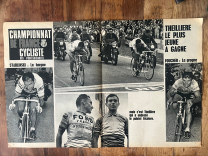 Vintage Tour de France cycling print c1966 Jean Stablinkski Jean Claude Theilliere - Unframed
