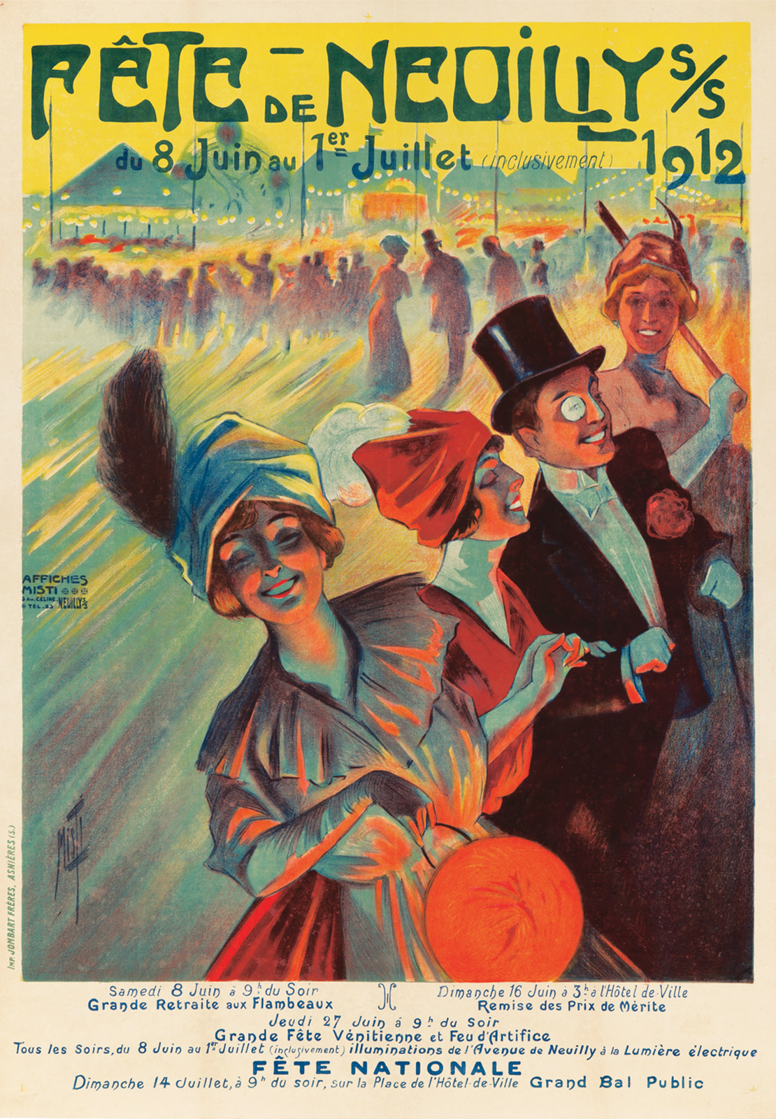 Vintage advertising poster - Fete de Neuilly by Misti 1912