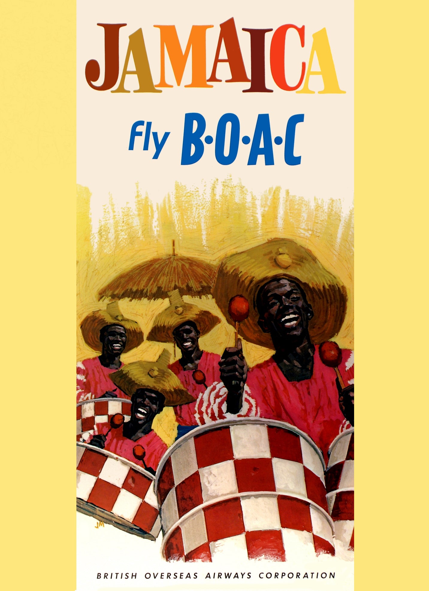 Vintage aviation Poster- Jamaica Fly BOAC c1950S