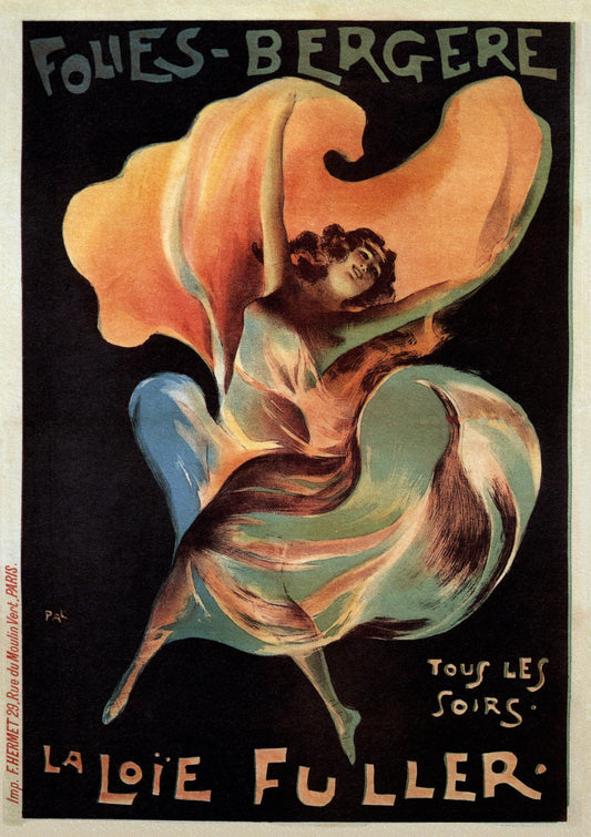 Vintage french advertising poster - La Loie Fuller Folies-Bergere, 1897 Folies Bergere Salome c1897