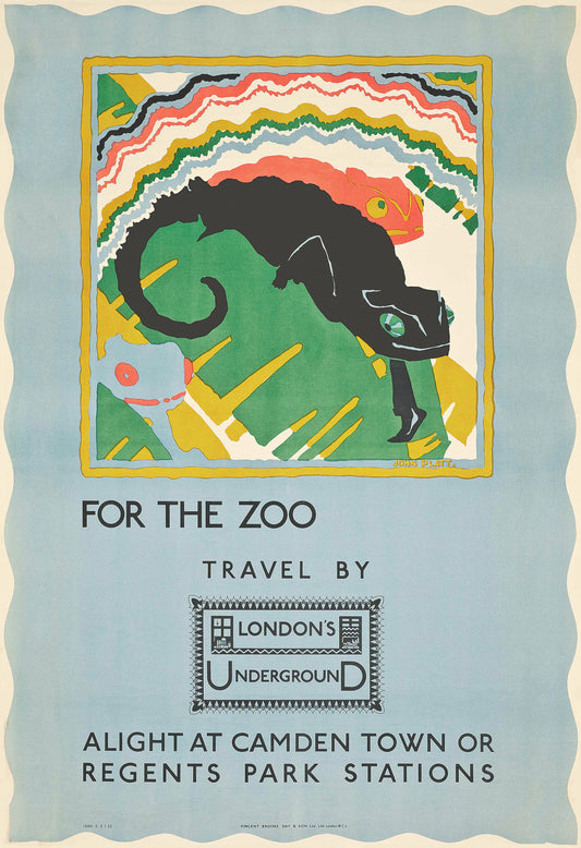 Alight at Camden Town For the Zoo -John Edgar Platt 1922. London Underground poster