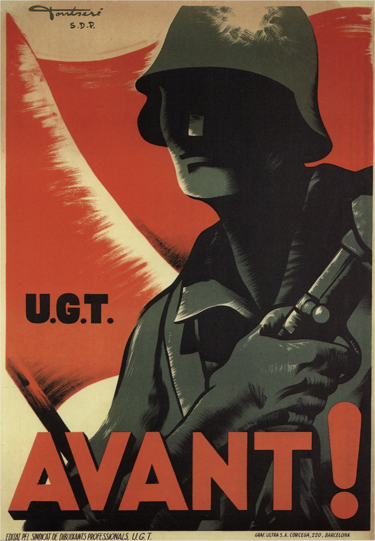 Spanish civil war poster "Avant" c1936