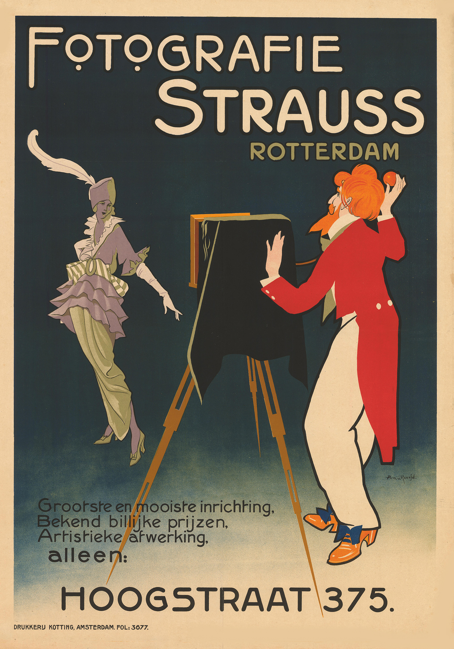 Vintage Advertising Poster - Fotografie Strauss, Rotterdam c1914 Arnold Von Rossen