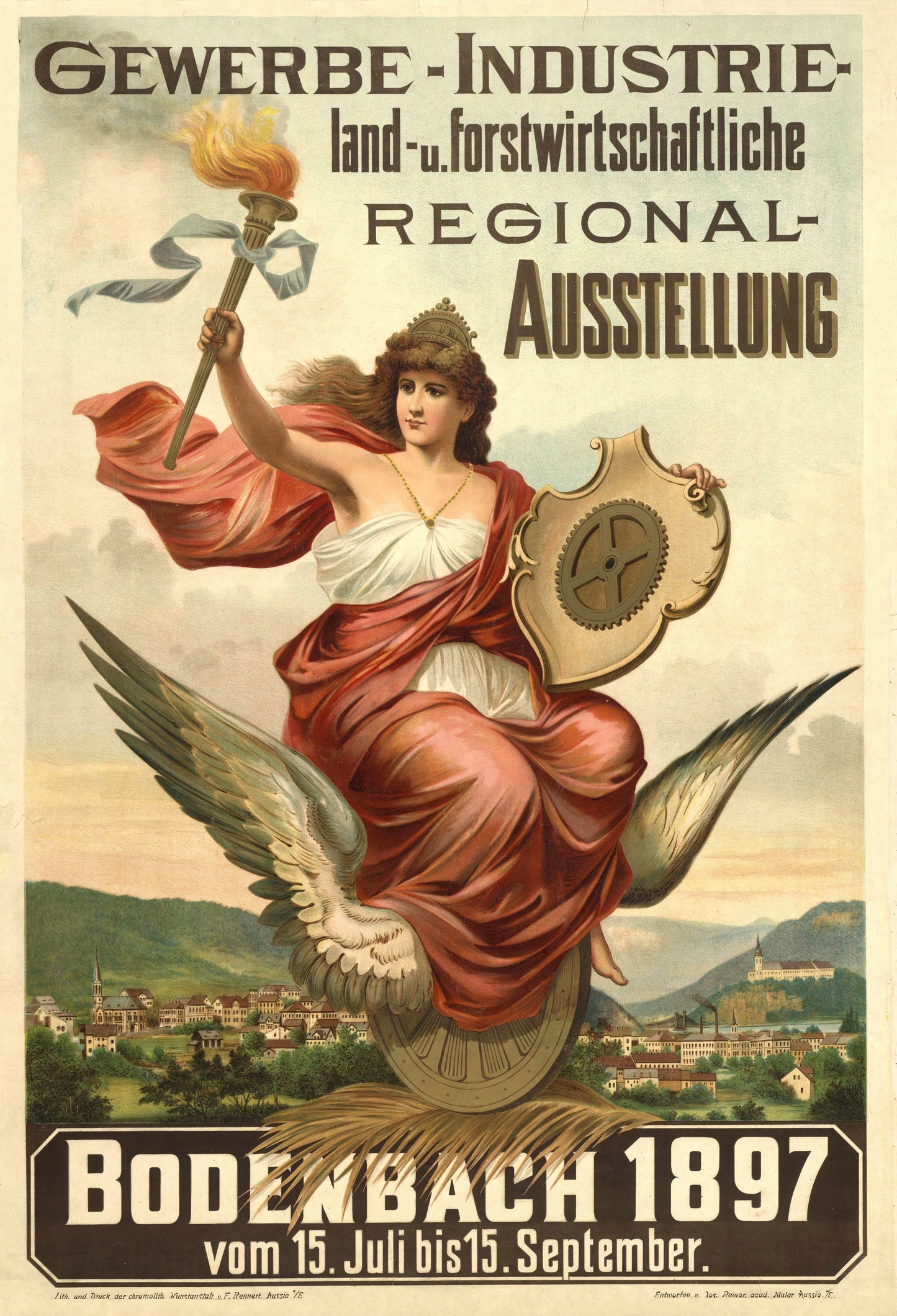 Vintage Advertising Poster - Gewerbe Industrie Ausstellung - Bodenbach 1897