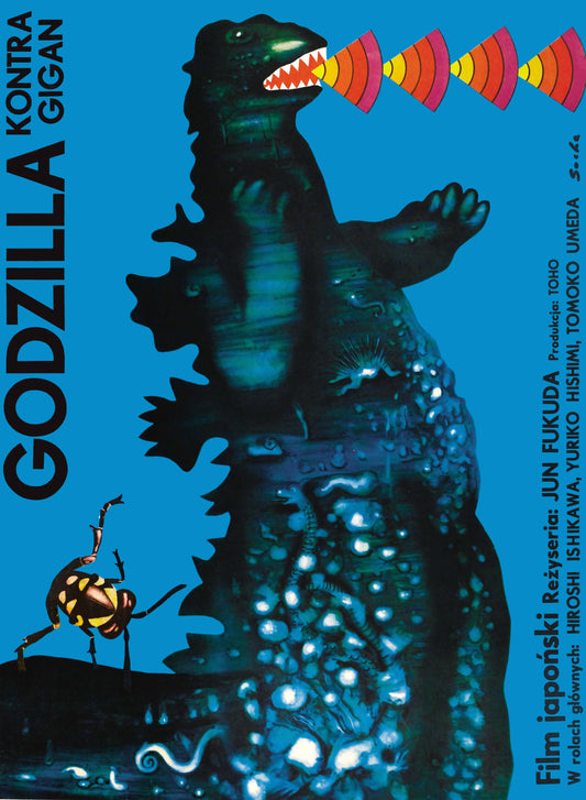 Godzilla vs Gigan vintage film poster c1972 Polish