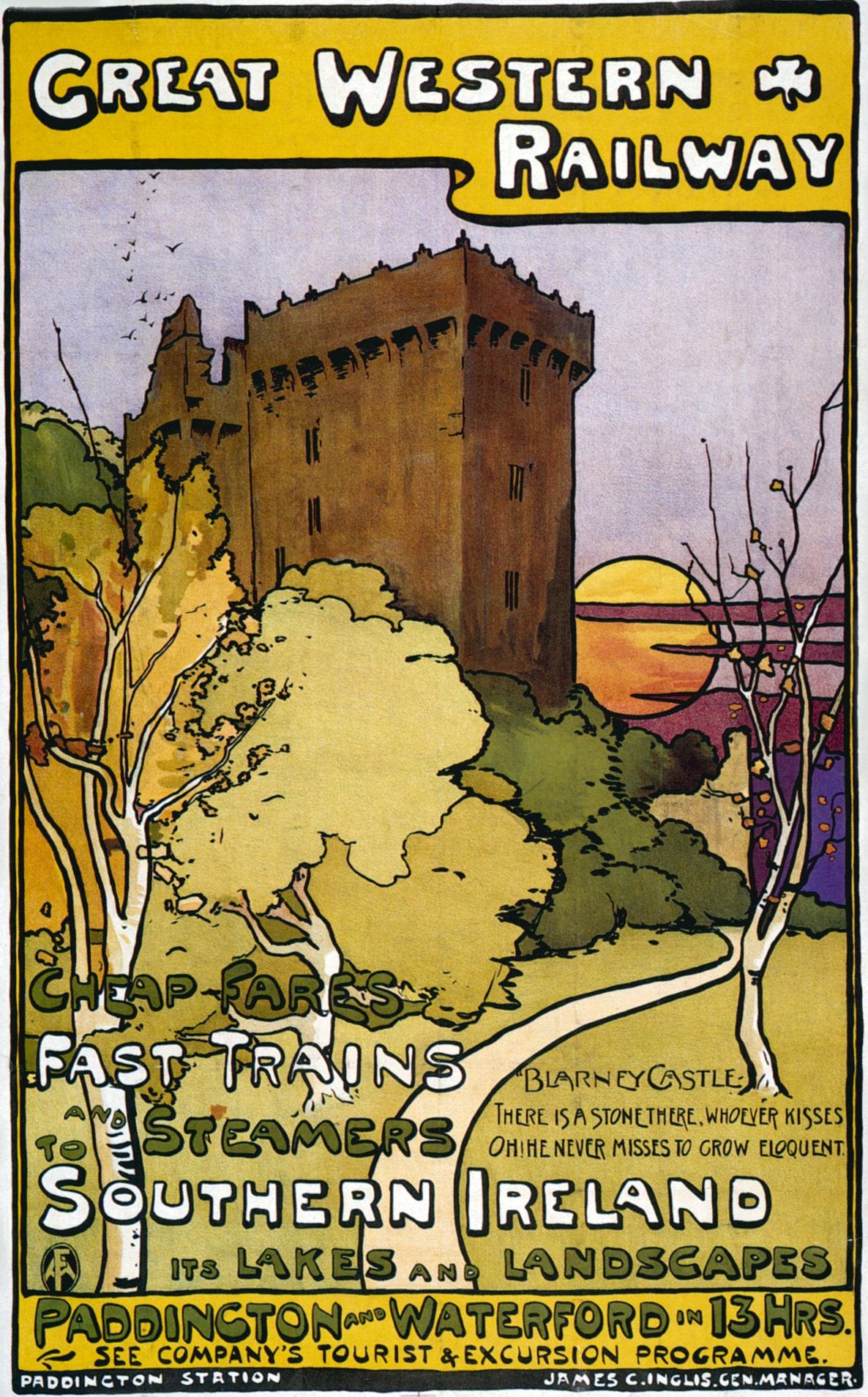 Great Western Railway to Southern Ireland - Blarney Castle Poster