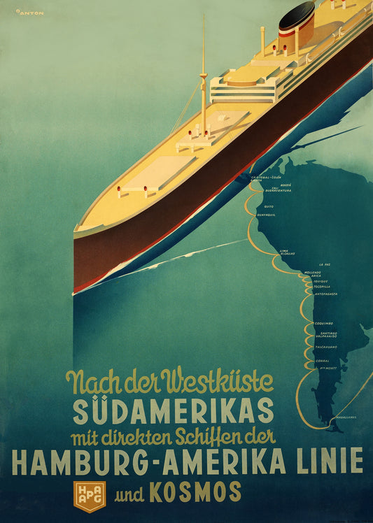 Vintage Hamburg America Line shipping advertisement c1935