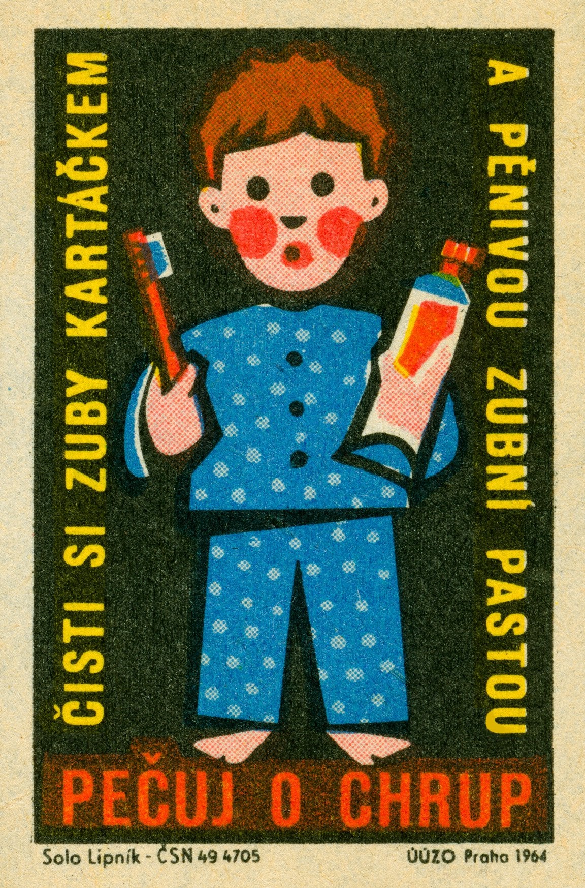 Vintage Czech poster -Clean and Brush Your Teeth, by Pecuj o Chrup