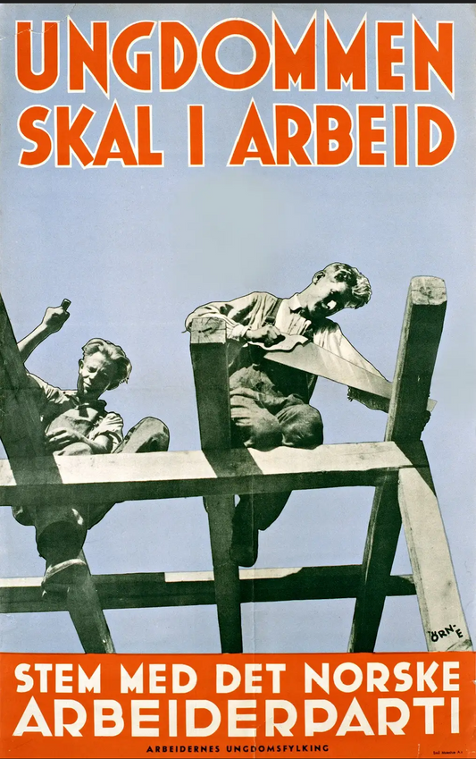 Vintage Norwegian labour party poster c1936