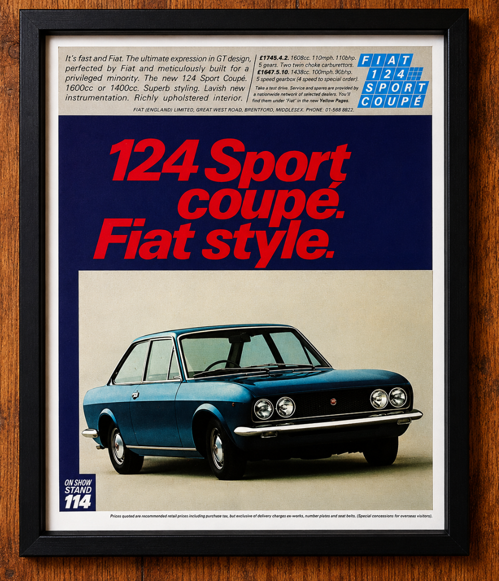 Vintage Fiat 124 Advertisement, 1967