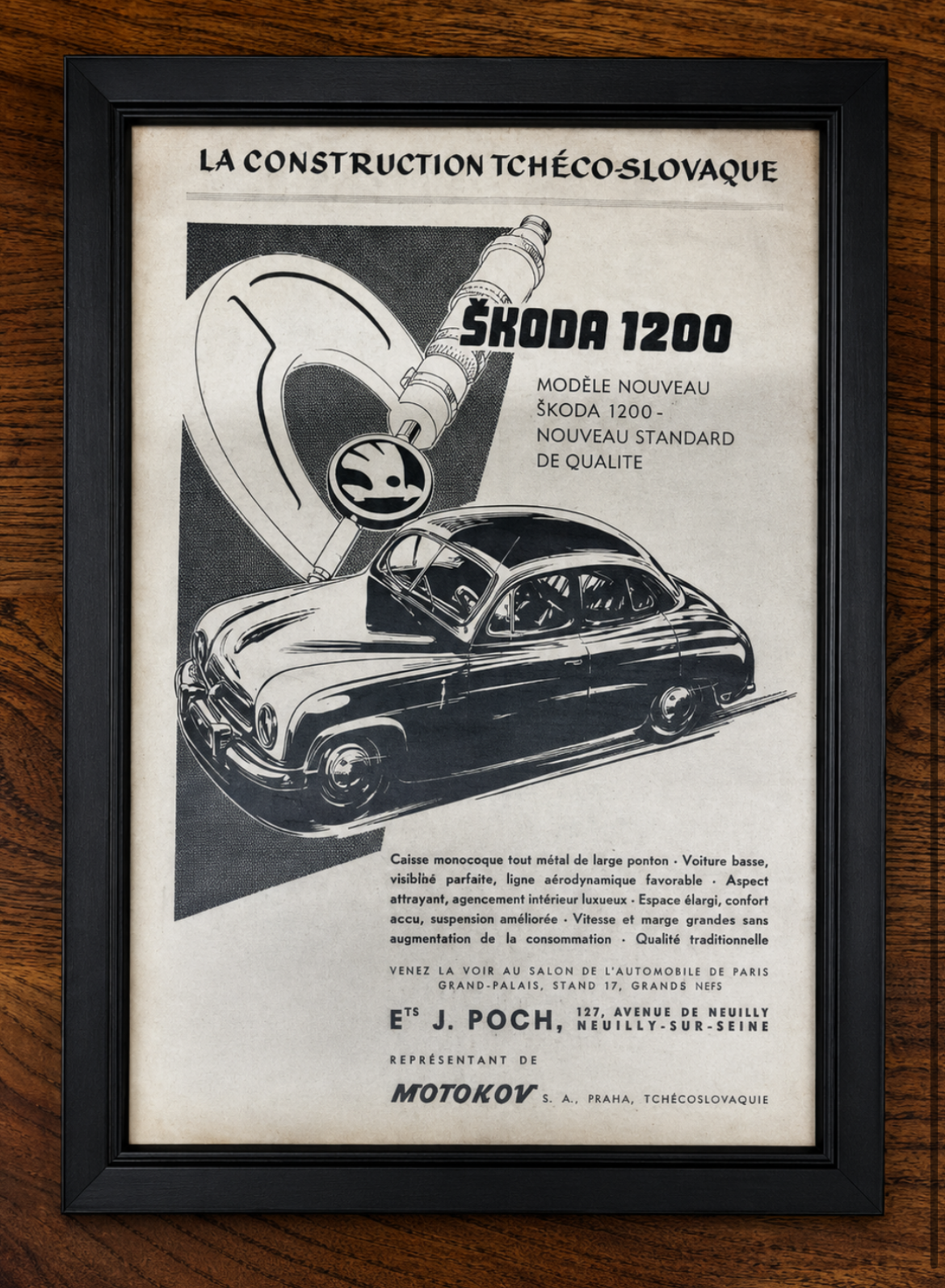 Vintage Skoda 1200 advertisement- French c1955