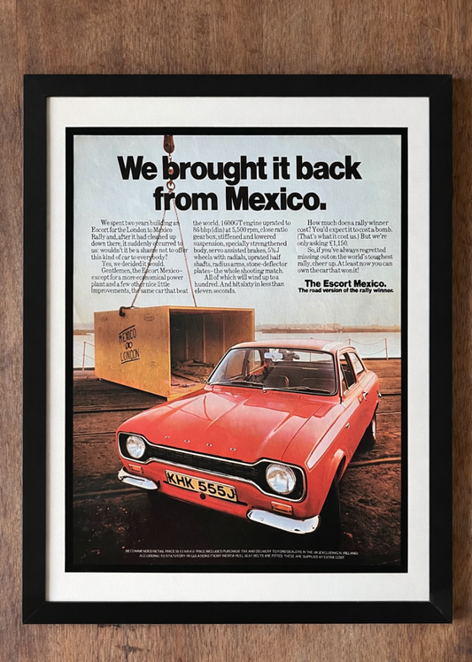 Ford Escort MK1 Mexico original magazine artwork 1970