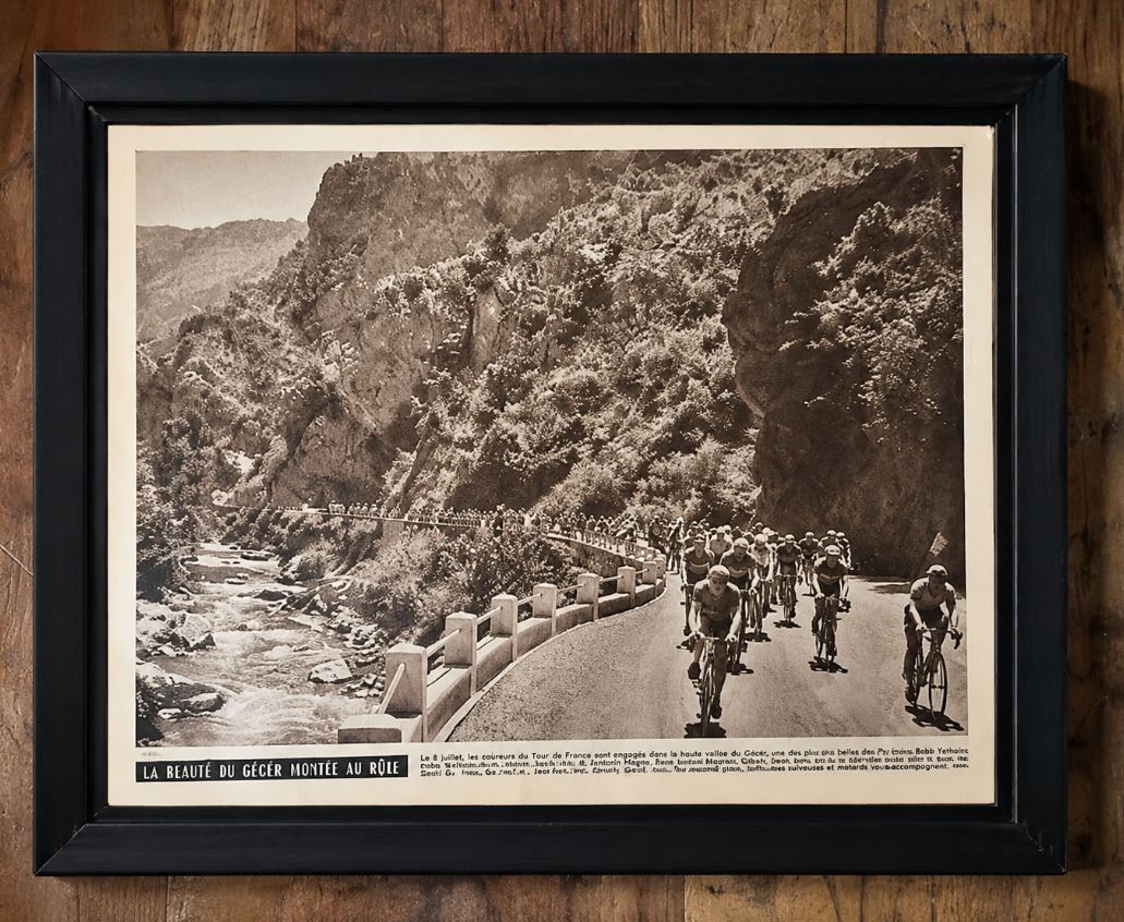 Vintage Tour de France cycling print c1951 Gorges de Cavirac