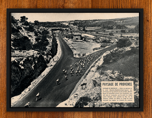 Vintage Tour de France cycling print c1950s Paysage de Provence