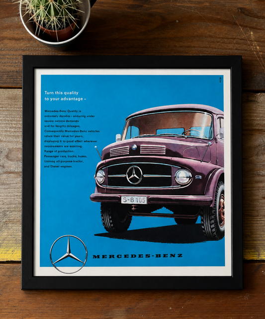 Mercedes truck vintage poster 1960