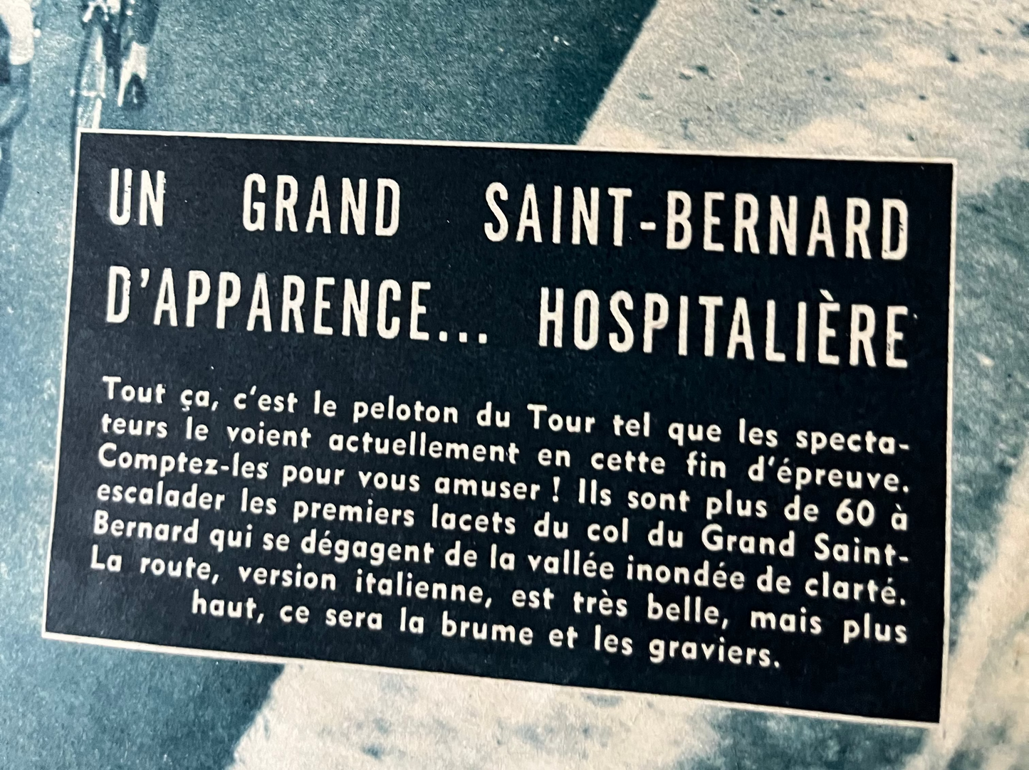 Tour de France vintage print - Alps Grand st Bernard 1959