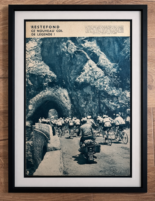 Vintage Tour de France cycling print - Restefond pass