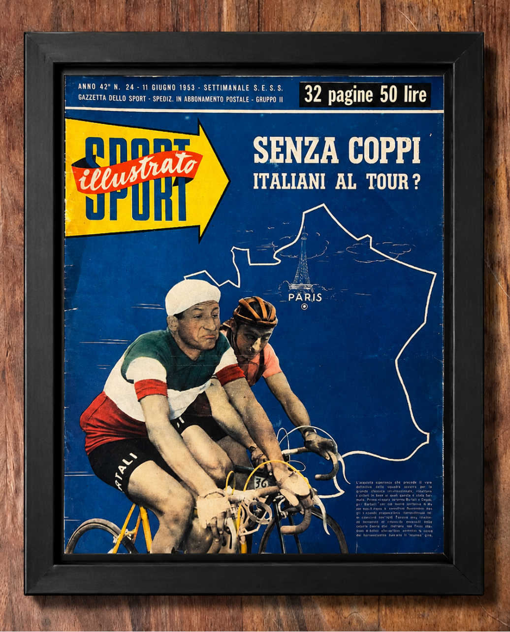 Vintage Tour de France print - Fausto Coppi / Gino Bartali 1953