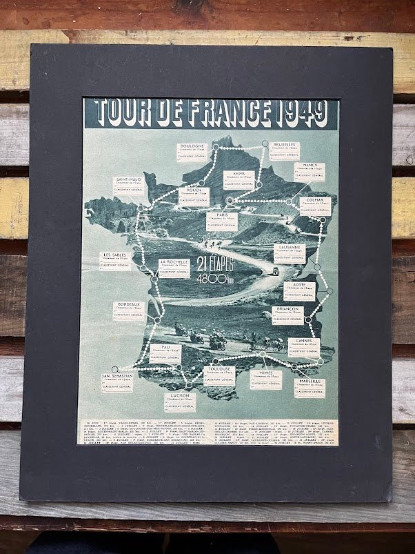 Vintage Tour de France route map -1949