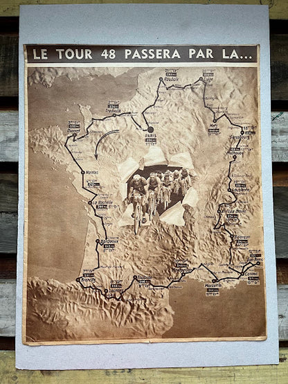 Vintage Tour de France route map -1948