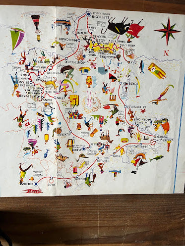 Vintage Original Tour de France Route Map, 1965, Louison Bobet