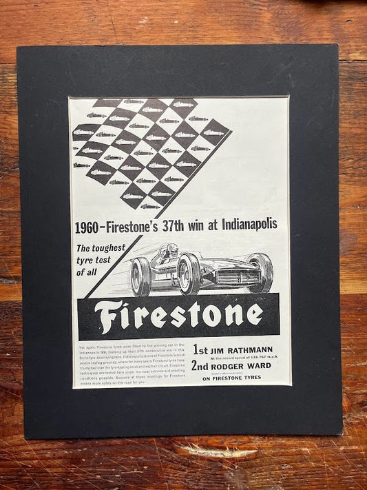 Original Firestone vintage advertisement 1960 Indianapolis 500